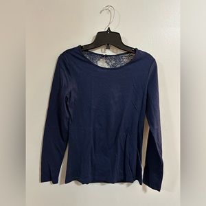 Navy blue tshirt with lack back in size small